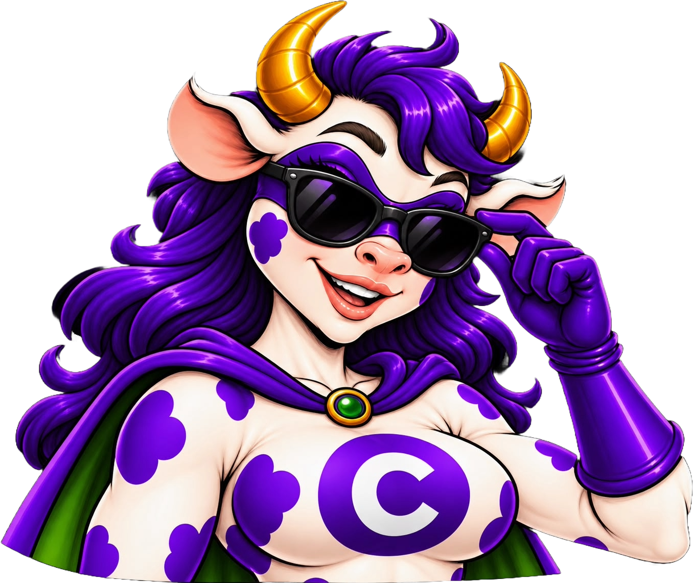 Mascote COW.MARKET — pose sunglasses